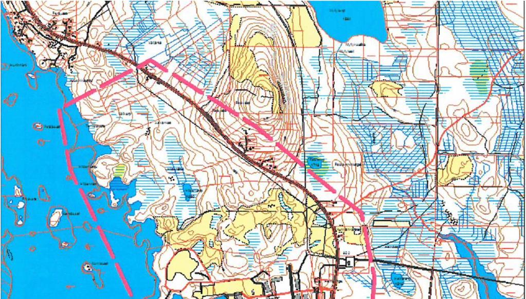 Kuva 4.10-3. Patokangas-Sipovaara yleiskaavan alustava rajaus (Kemijärven kaupunki, 2016). Asemakaava Hankealueella ei ole asemakaavaa.