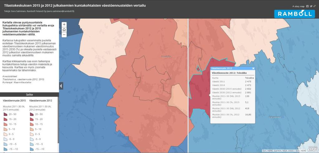 MAL-GIS: Seutujen asumiskatsausten parhaat käytännöt ja ehdotus seudullisen asumiskatsauksen mallista 38 / 34 Pelkkään karttaesitykseen perustuva tarkastelu ei välttämättä ole aina mielekästä, jos