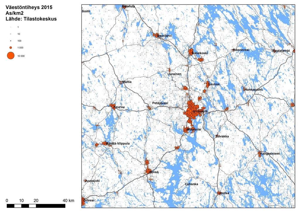 MAL-GIS: Seutujen asumiskatsausten parhaat käytännöt ja ehdotus seudullisen asumiskatsauksen mallista 4-11 Symboliteemakartoilla voidaan havainnollistaa esim.