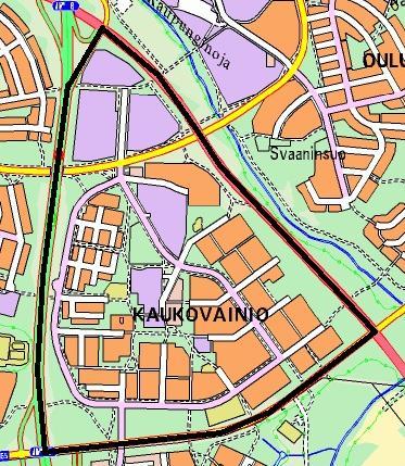 4 KAUKOVAINION KAUPUNGINOSA Kaukovainio (kuva 4) on yksi Oulun 88 kaupunginosasta ja sijaitsee Oulun kaakkoispuolella noin 3 kilometrin päässä kaupungin keskustasta.