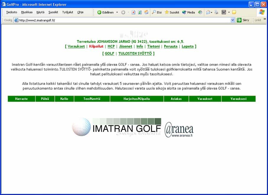 www.imatrangolf.fi - mitä uutta? Kotisivujemme ilme pysyy tulevalla kaudella entisenlaisena.