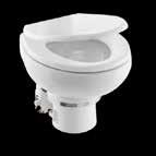 Kotoisan oloinen istuin ja syvä wc-kulho takaavat mukavuuden ja hygienian. Huuhtelu raakavedellä, 12 V DC.