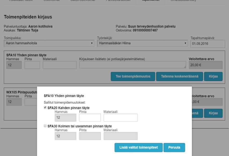 5.2 TOIMENPITEEN KOROTUS / MUUTOS / LISÄYS Toimenpiteen korotus/ muutos/ lisäys tehdään suoraan PSOP-järjestelmään Helsingin kaupungin sallittujen muutosten mukaan.