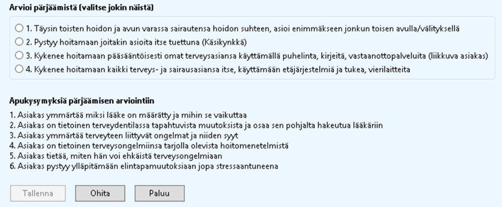 Pilotti sovellusta pystyi hyödyntämään kahdella tavalla: ammattilaisen hyödyntämän yksittäisen asiakkaan vastaanottotilanteessa tai alueellisen segmentointityön pohjana esimiestasolla. 3.4.