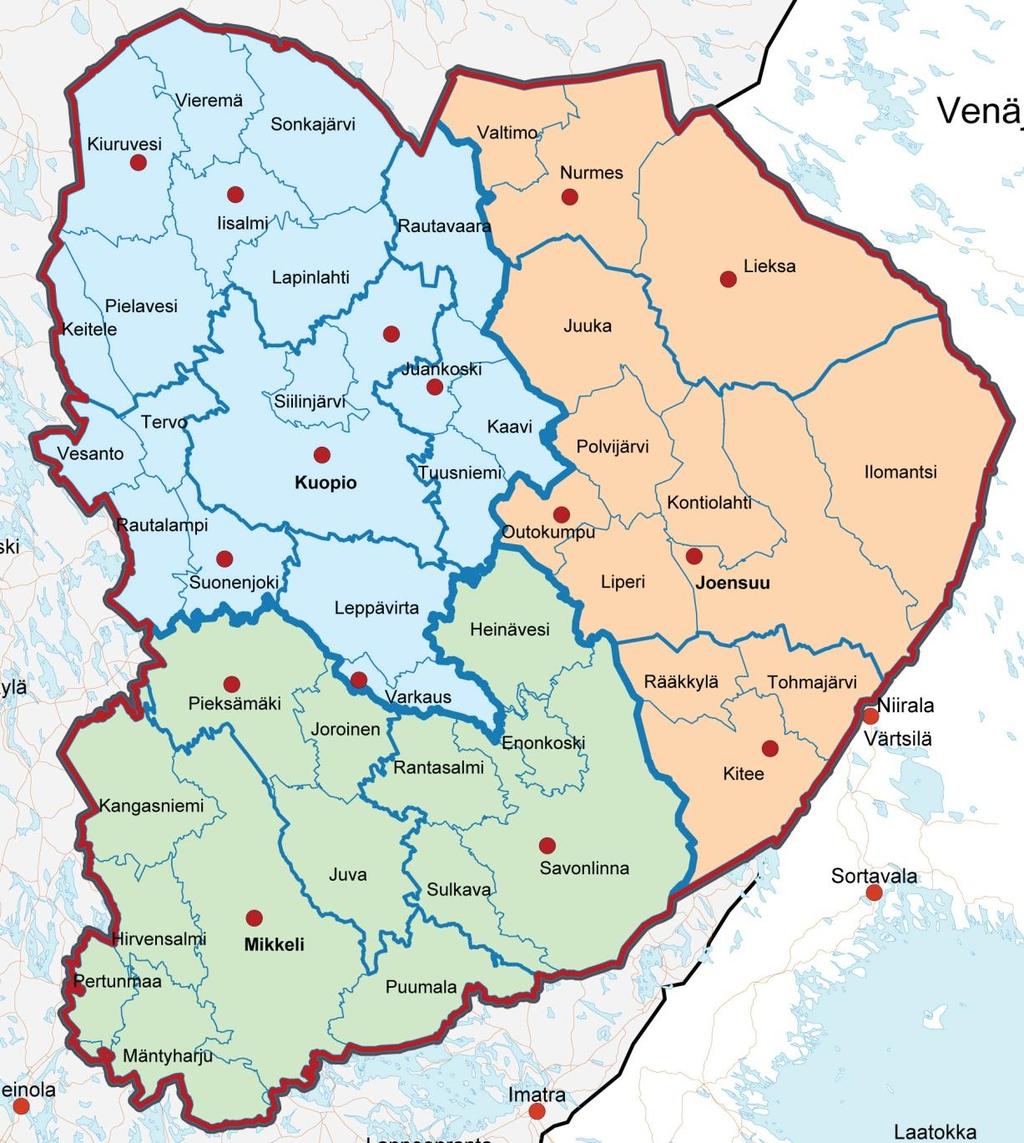 Aluehallintovirastomme toimialue on Etelä-Savon, Pohjois-Karjalan ja Pohjois-Savon maakunnat.