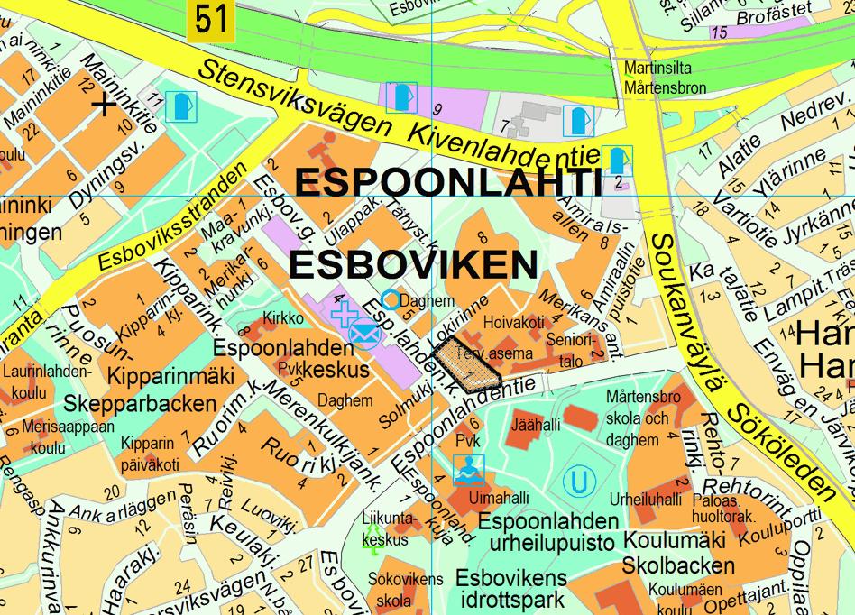Kaupunkisuunnittelulautakunta 02.03.2017 Sivu 2 / 2 Alueen likimääräinen sijainti Espoon karttapohjalla esitettynä: Kaupunkisuunnittelulautakunta hyväksyi kokouksessaan 5.10.