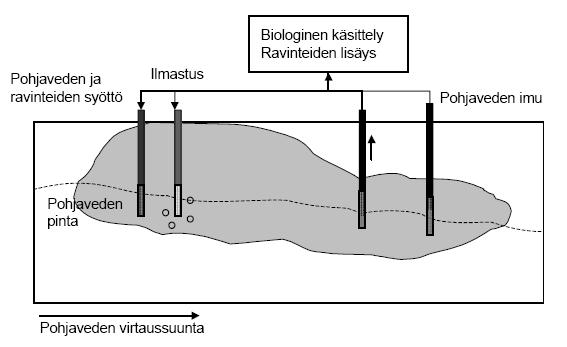 TAMPEREEN AMMATTIKORKEAKOULU TUTKINTOTYÖ 23 (47) Kuva 10. Biologisen in-situ puhdistuksen periaate.