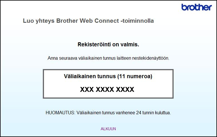 Johdanto d Noudata näyttöön tulevia ohjeita ja pyydä käyttöoikeus. Kun olet valmis, väliaikainen tunnuksesi näytetään. Merkitse se muistiin, sillä tarvitset sitä rekisteröidessäsi tilejä laitteeseen.