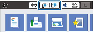 Verkkoasetukset Verkkokuvake Voit tarkistaa verkkoyhteyden tilan ja radioaallon voimakkuuden käyttämällä tulostimen aloitusnäytön verkkokuvaketta.