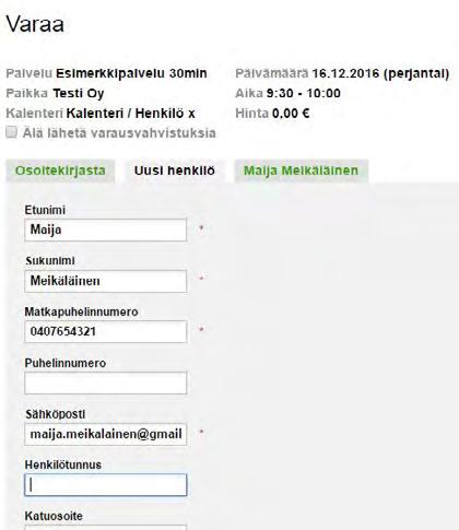 Asiakkaan tiedot sivut 7-9 2. Varaukset A. Hae vanha asiakas osoitekirjasta B.