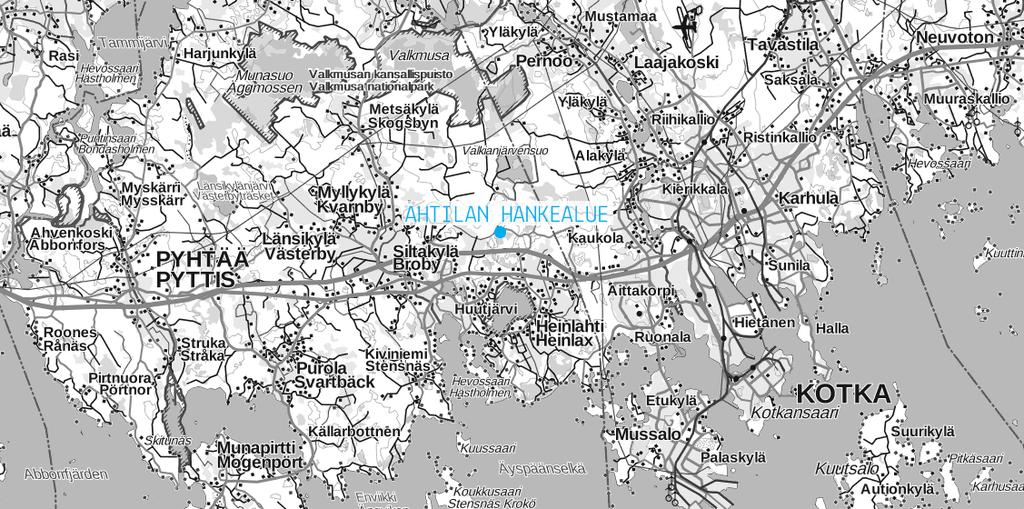 9 (34) 2 Hankkeen kuvaus 2.1 Hankkeen sijainti Ahtilan hankealue sijaitsee Pyhtään kunnan Heinlahden kylässä.