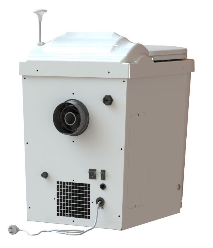 The flap trap where the bag is positioned before the toilet visit is to be found under the lid. When the flush handle is pressed down the hatch opens and the bag falls down into the ash pan.
