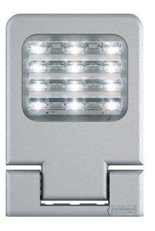 Levante LED valonheitin SL II IP66 03 Runko harmaaksi maalattua painevalettua alumiinia Iskunkestävä karkaistu lasi Epäsymmetrinen (), katuvalaisin tai pyörösymmetrinen optiikka Kiinnitys seinään tai