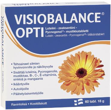 Silmille VISIOBALANCE OPTI TAI MIRTOGENOL Visiobalance Opti suojaa silmiä auringonvalon haitallisilta
