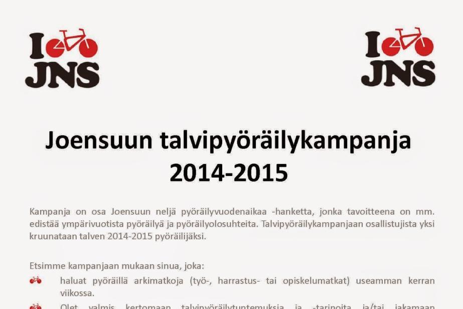 TALVI 2014-2015 Talvipyöräilykampanja Valittiin 15