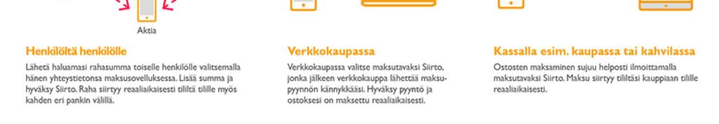 26 ovat maaliskuun 2017 alusta alkaen ottaneet käyttöönsä pankeista OP, S-Pankki, Aktia ja muista palvelutarjoajista Maksuturva, Nets ja Paytrail, Euteller ja Entercash.(Siirto 2017.