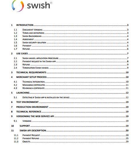 43 Kuvio 23: Table of Contents (Swish 2017).
