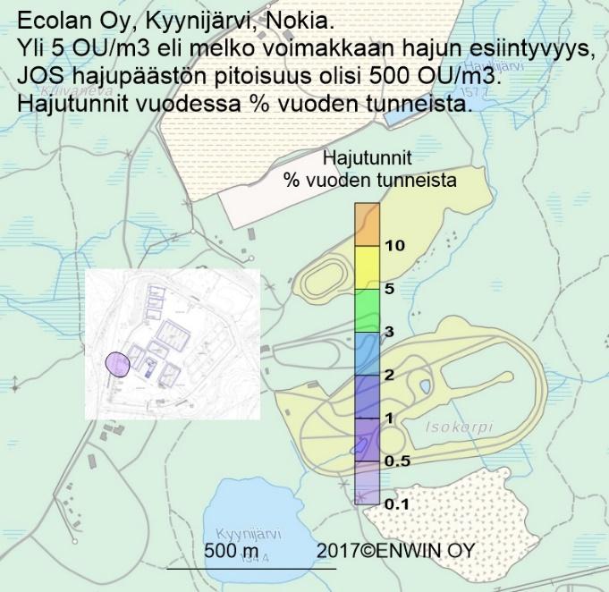 OU/m 3 hajun  tunneista