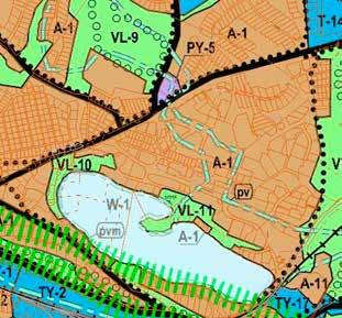 YLEISKAAVA linjaa viheralueiden hoitoa isossa mittakaavassa, metsäsuunnitelmassa hoitotoimet kuvataan metsikkökohtaisesti. Kuvassa on ote yleiskaavasta Tonttilan alueelta.