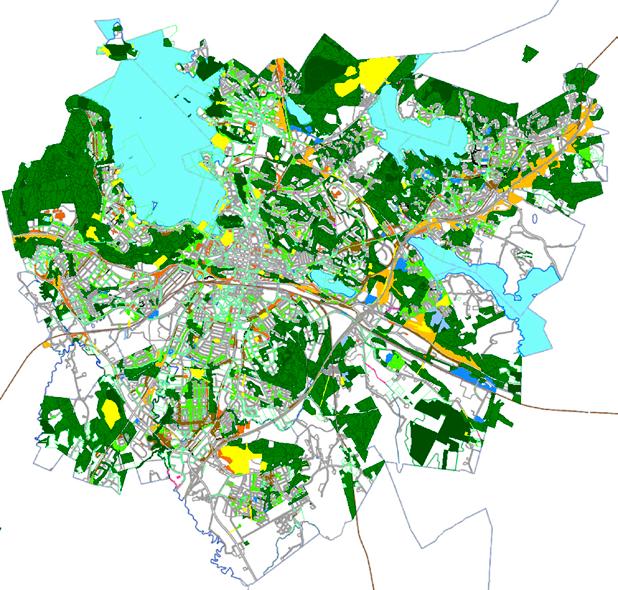 LIITE 2. Lahden alueella sijaitsevat kaupungin omistamat metsät luokiteltuna viheralueiden hoitoluokituksella.