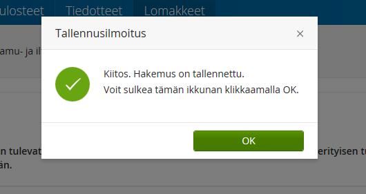 Lopuksi Tallenna tiedot -painiketta lomakkeen oikeasta alareunasta.