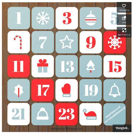 Joulukalenteri taukoliikunnasta = TEKOn taukoliikuntapeli ja -videot kootusti