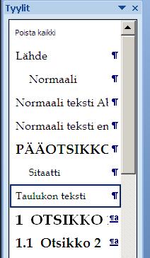 Taulukon lisääminen 1(2) Julkaisuohjeen mukaan taulukon sarakkeita ei eroteta toisistaan