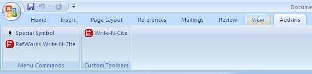 Word 2007:ssa Refworksiin liittyvä