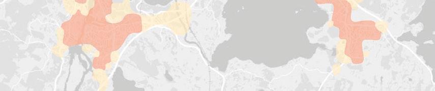 Kaupunkikudosten alueet Jalankulkukaupunki, 1 km - ydinalue