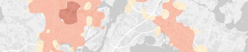 ydinalue Jalankulkukaupunki, 2 km - muu alue Alakeskus