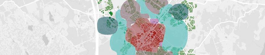 Joukkoliikennevyöhyke Keskustan jalankulkuvyöhyke 5 km 2 km 1 km SYKE/YKR 2016 (c) MML, Esri Finland Hyvinkään kaupunkiseudun