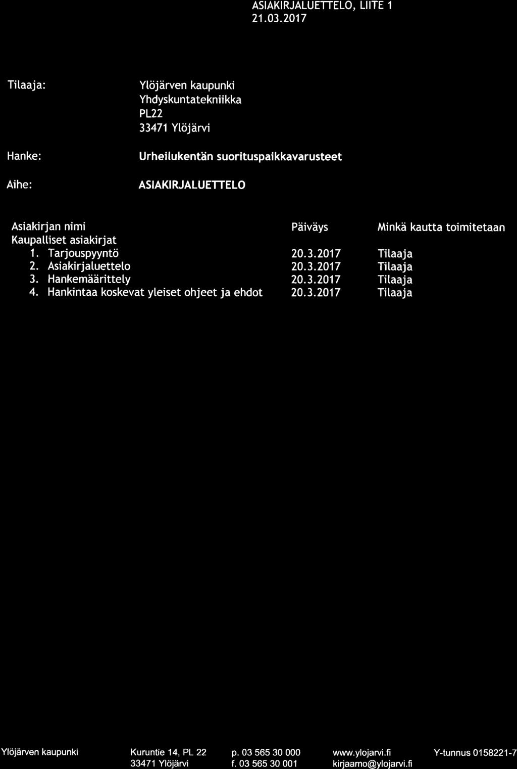 Asiakirjatuetteto 3. Hankemäärittety 4.