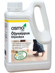 > > Pari korkillista Osmo Color Öljysaippuaa lisättynä litraan vettä riittää mainiosti poistamaan normaalin, päivittäisen lian puupinnalta samalla hoitaen pintaa ja vähentäen pinnan liukkautta.