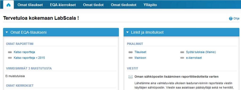 Tulosten syöttö LabScalaan Valitse oikea kierros joko