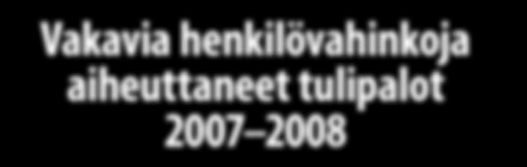 Esa Kokki ja Jarkko Jäntti, Pelastusopisto, PL 1122, 70821 Kuopio Vakavia henkilövahinkoja aiheuttaneet tulipalot 2007 2008 Tiivistelmä Palontutkinnan kehittämishankkeen 2007 2008 tavoitteena oli