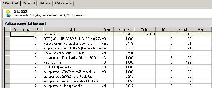 39 Kuva 13. Suoritteen panokset (Tocoman TCM Basic 2014) 4.5.