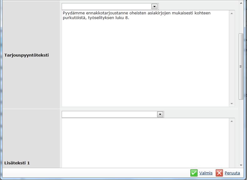 syötetään tarjouspyyntötekstit (kuva 22).