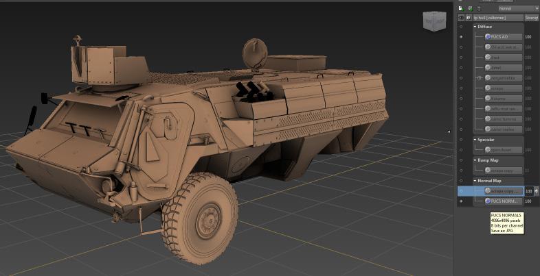 Niiden käyttö tekstuureina auttaa siinä, että näkee miten mallin muoto voisi käyttäytyä mudboxissa. Ilman tekstuureja on vaikeaa saada selvää low-poly mallin pinnanmuodoista.