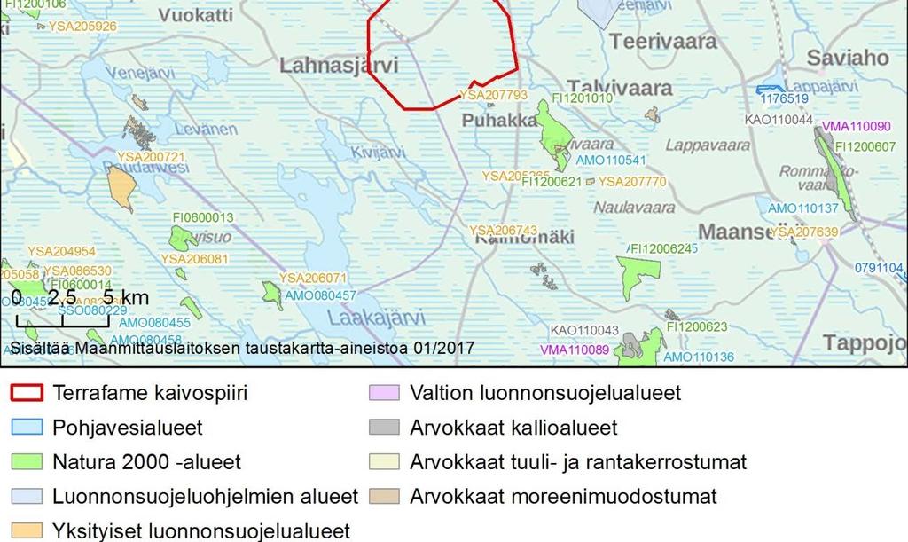 Kaivospiirin lähikiinteistöjen talousvesikaivoissa (Kuva 13-3) ei havaittu vuoden 2015 tarkkailussa normaalista vaihtelusta poikkeavia vedenlaadun muutoksia.