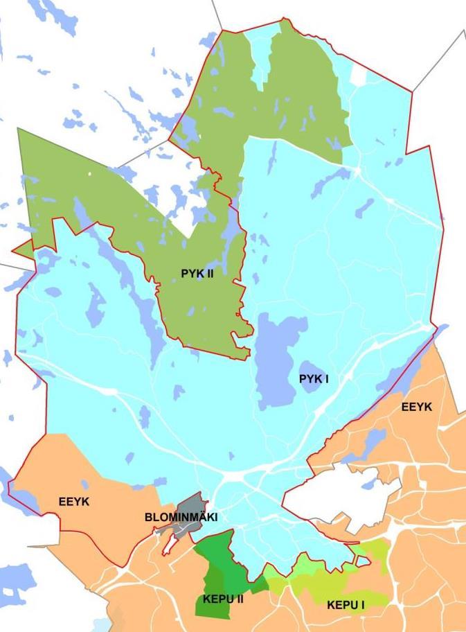 Espoon pohjois- ja keskiosien yleiskaava Suunnittelualue käsittää : Espoon pohjoisosien yleiskaavan osan I Espoon