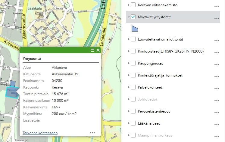 Vaihtoehdon saa näkyviin painamalla karttatason nimen perässä olevaa kolmea pistettä.