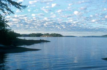 Tutkimusalue 2 Karjalan Pyhäjärvi on Suomen ja Venäjän välinen karu ja kirkasvetinen rajavesistö (kuva 1) Järven pinta-alasta (247 km 2 ) Suomen puolella on 21 km 2 ja viidennes järven pinta-alasta