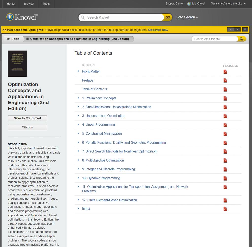 Optimization concepts and applications in engineering elektronisessa muodossa.