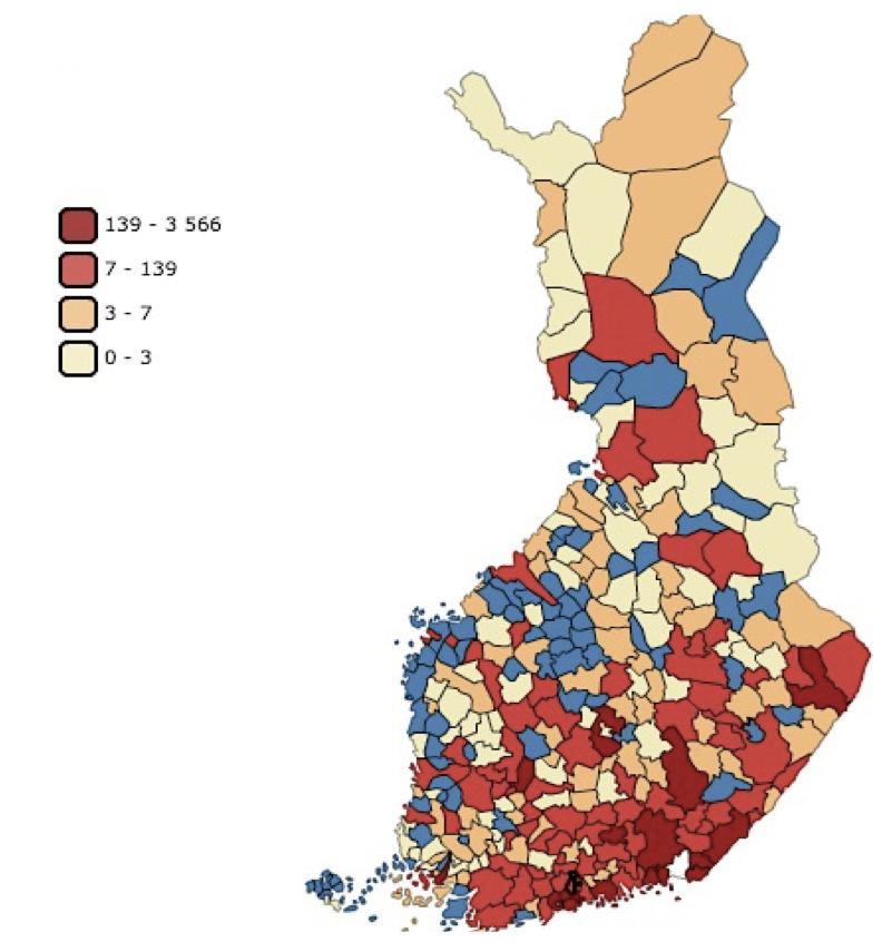 Haminan lähtömuutto 07 kunnittain vuosina 2000-2015 Haminasta tehtiin yhteensä 11 488 lähtömuuttoa vuosina 2000-2015 Haminan lähtömuutosta noin puolet suuntautui vain kolmeen kaupunkiin: Kotkaan