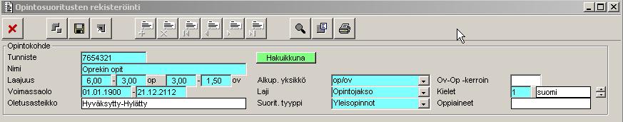 Esimerkiksi, jos kohteella on kaksi kieltä, suomi=1 ja ruotsi=2, tulee opetustapahtuman kieleksi vain ruotsi.