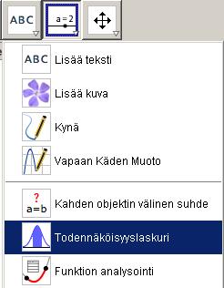 GeoGebran todennäköisyyslaskuri Kurssin osallistujien ikä on likimain