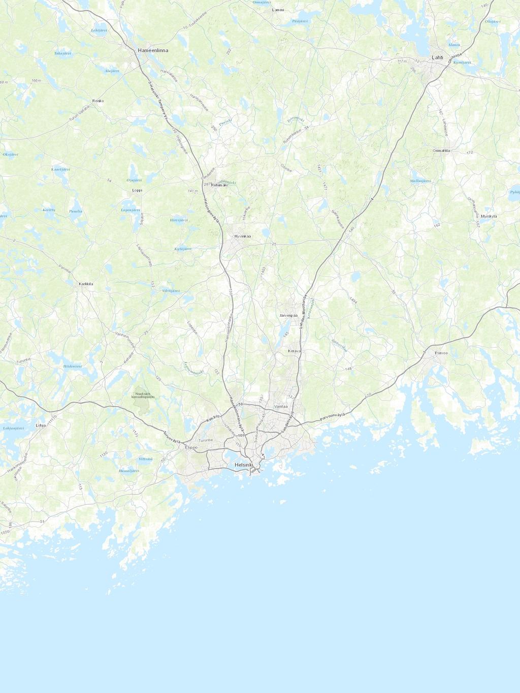 17 4 Kysyntäennuste 4.1 Maankäyttö ja liikenneverkot Matkustajakysyntäennuste perustuu Helsingin seudun maankäyttösuunnitelman MASU 2050 nopean kasvun projektion VE1B maankäyttölukuihin.
