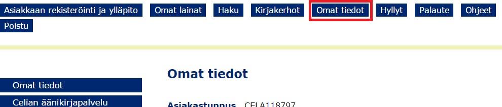 Pääkäyttäjän tunnukset Celia lähettää 20.3. jälkeen kaikille kirjastojen yhteyshenkilöille pääkäyttäjätunnukset.
