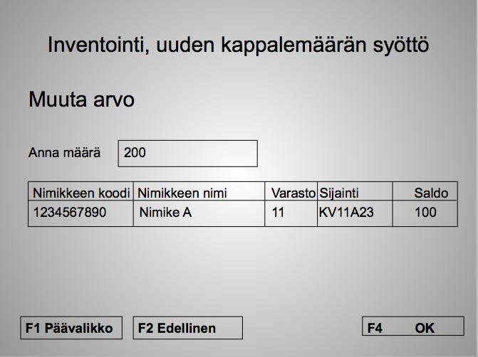 LIITE 1. Käsipäätenäyttömallit (4/10). Anna uusi, inventoitu arvo.