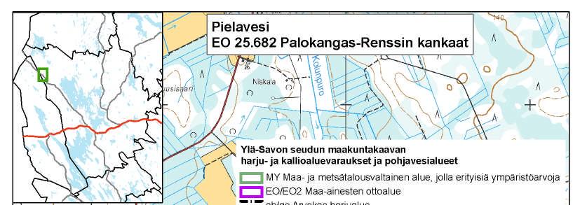 Itäpuolella sijaitsee pohjavedenottamo, jonka